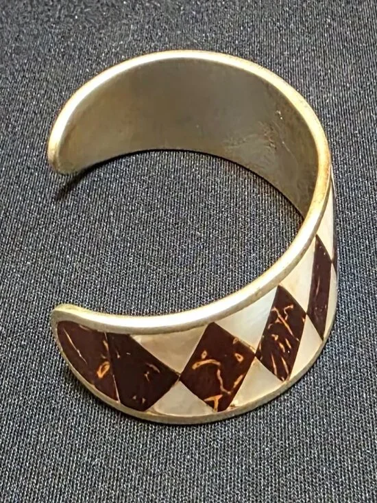 MEXICAN MODERNIST vintage Hecho En México MULTIPLE STONES INLAY CUFF BRACELET - Picture 3 of 6